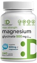 Max Strength Magnesium Glycinate 500mg Per Serving, 240 Capsules | 100% Chelated for Easy Absorption | Essential Mineral Supplement for Muscle, Sleep, & Heart Health
