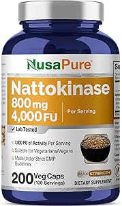 NusaPure Nattokinase 4000 FU 800mg, 200 κάψουλες Veggie (Βέγκαν, Μη ΓΤΟ)