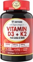 Συμπληρώματα με βάση το φυτό βιταμίνη D3 K2 Softgel - Vit D3 10000 Iu + Βιταμίνη K2 Mk7 200 Mcg, Algae Omega-3, Μαγνήσιο, Βιταμίνη B12 για τα οστά και τους μυς, Ανοσοποιητική Υποστήριξη, Μέγιστη Απορρόφηση, Εύκολη Κατάποση 1 συσκευασία