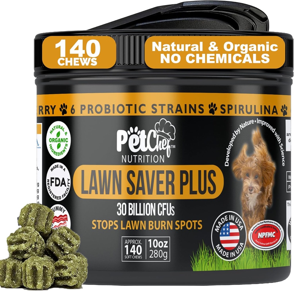 Pet Chef Lawn Saver, Μαλακό Μαστίγιο, Vegan Bacon! Σκύλος Ουδέτερος Ούρων. Κατασκευάζει Yards, προστατεύει τις ζημιές των φυτών και βοηθά στην ανάπτυξη πίσω Yards. Αποτρέπει τις ζημιές από το κατούρημα στην αυλή