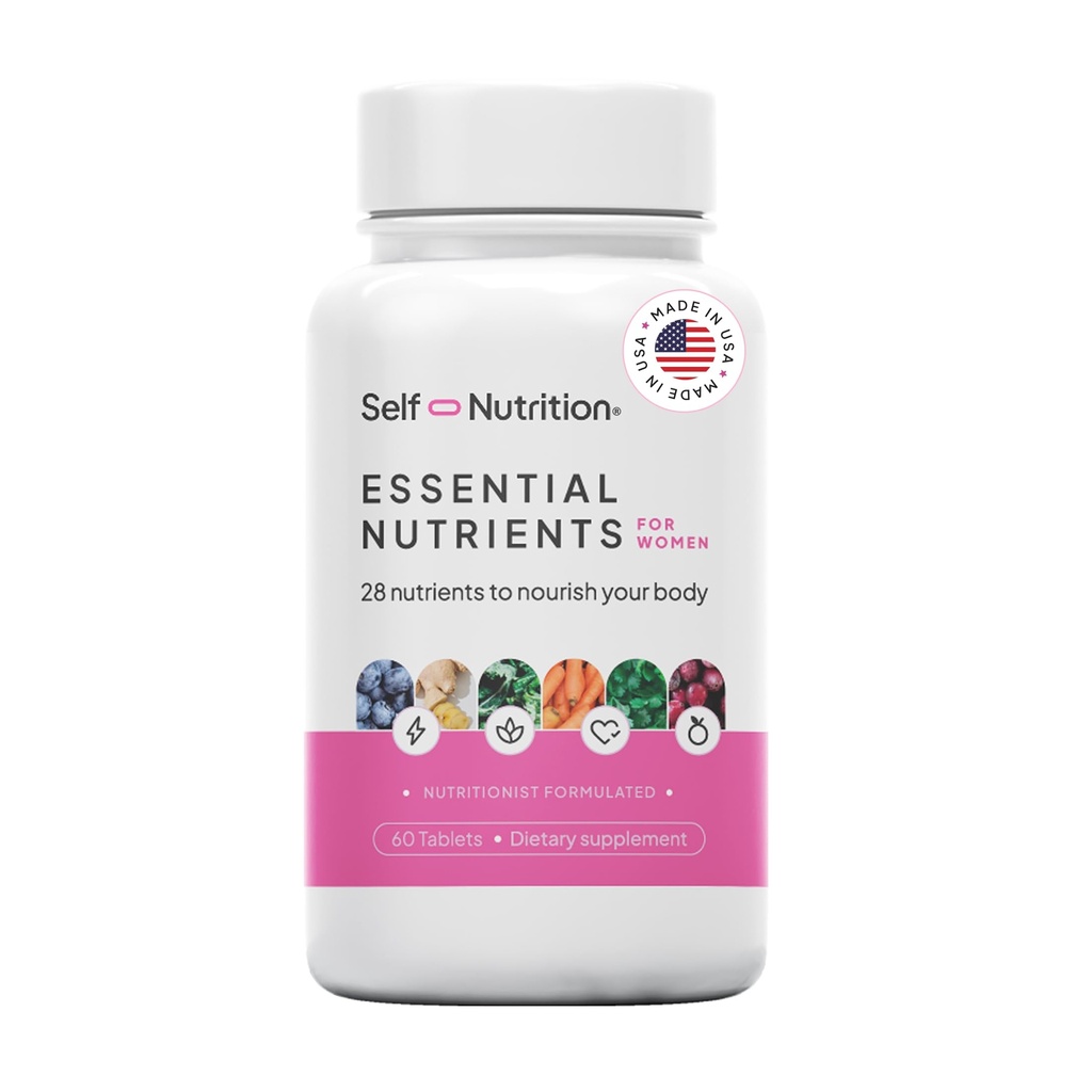 SELF NUTRITION Vegan Multivitamins for Women - Once Daily - 28 Nutrients - Boost Energy, Sleep, Hair, Skin, Nails & Reduce Cravings - Keto, Vegan, Gluten Free, Made in USA, 2-Months Supply