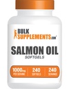 BulkSupplements.com Salmon Oil Softgels - Omega 3 Supplement, Wild Alaskan Salmon Oil Supplements - 1000mg, Gluten Free, 1 Softgel per Serving, 240 Count (Pack of 1)