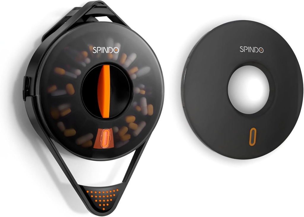 Fullicon Light Proof Combo, Weekly Pill Dispenser Organizer με Ιδιωτικό Solid Lid, 14 Μεγάλα Διαμερίσματα και Child-Proof Lock, Spindo Medicine Dispenser Βιταμίνη/Tablet/Συμπλήρωμα για Ηλικιωμένους (Μαύρο)