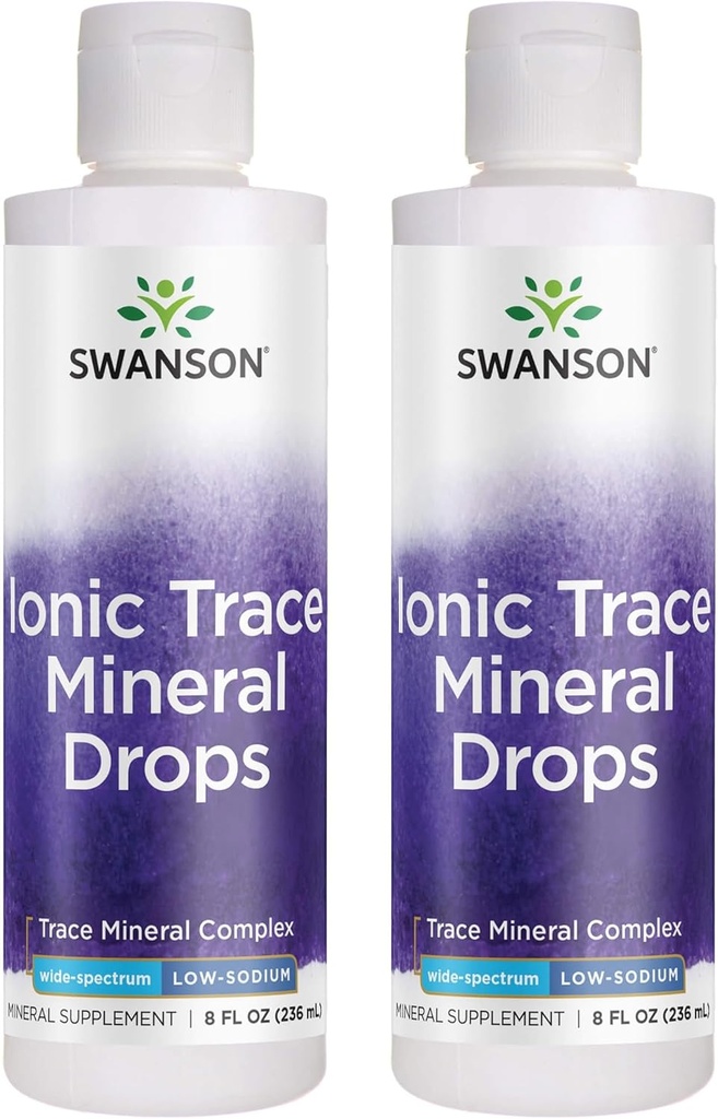 Swanson Concentrace Trace Mineral Drops 8oz-Complete Mineral Complex for Energy, Hydration, & Electrolyte Balance Πάνω από 72 Ιωνικά Ορυκτά Υψηλής Απορρόφησης Όπως Μαγνήσιο, Κάλιο, Ασβέστιο (2 Συσκευασία)