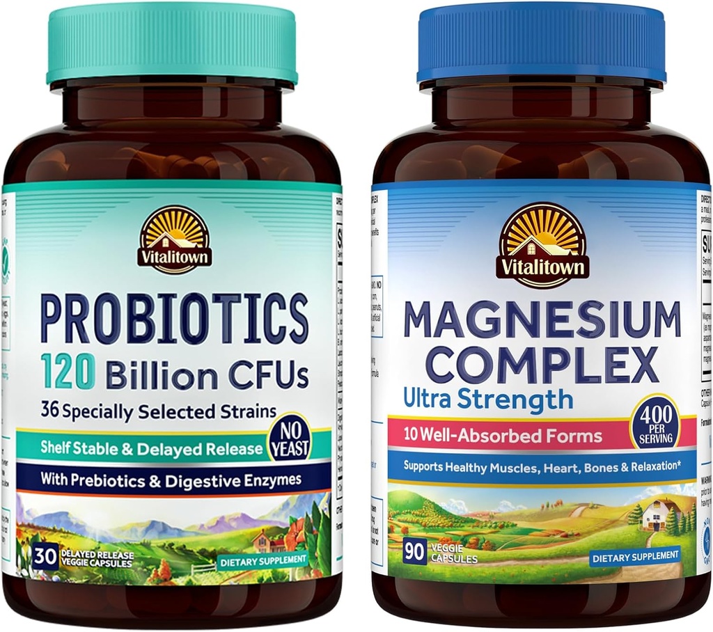 Vitalitown Probiotic + Magnesium Bundle (Pack of 2) 