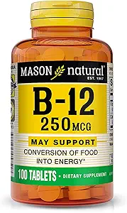 MASON ΦΥΣΙΚΗ Βιταμίνη B12 500 mcg με ασβέστιο, Υποστηρίζει την Ενέργεια & Νεύρο Υγεία, 100 δισκία, Συσκευασία των 3