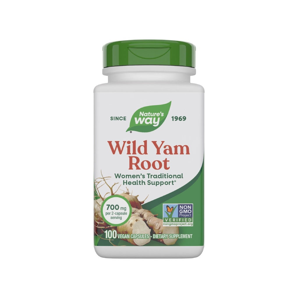 Nature's Way Wild Yam Root Capses, Women's Traditional Health Support*, 700 mg ανά 2-Capsule Serving, Μη-GMO Project Επαληθευμένο, 100 Vegan Caps (Packaging May Vary)