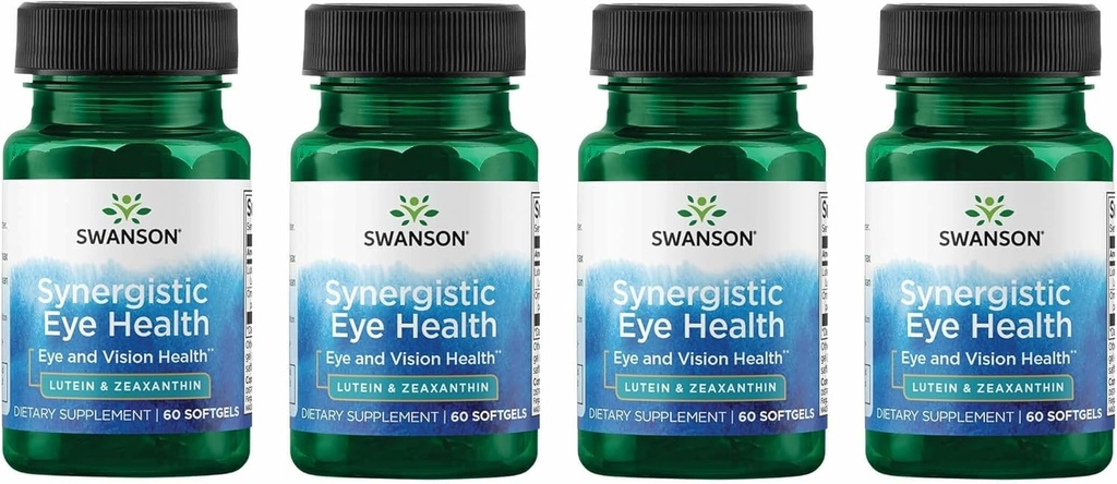 Swanson Lutein & Zeaxanthin Synergistic Eye Health Vision Retina Macula Supplement (Lutein 20 mg & OmniXan Zeaxanthin 2 mg) 60 Softgels Sgels (4 Pack)