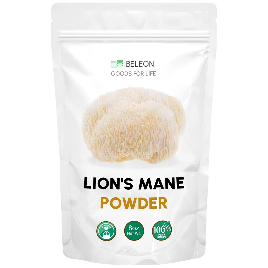 Lions Mane Powder 8 oz - Pure Lion's Mane Mushroom Συμπλήρωμα με Αντιοξειδωτικά, Vegan Powder
