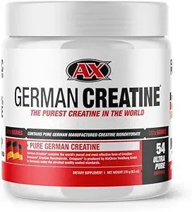 German Creatine - Micronized Creatine Monohydrate Powder, 99.99% Pure Creapure for Muscle Growth, Strength & Performance, Supports Muscle Recovery, 3rd Party Tested, Unflavored - 270g (54 Servings)
