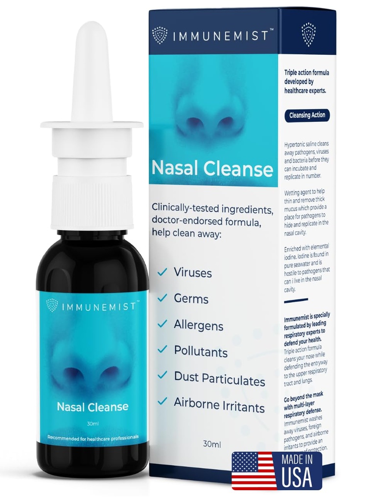 Nasal Cleanse - Γιατρός συνιστάται Anti Viral Nasal Iodine Spray Ξεπλύνετε μπουκάλι Μέχρι 250 Δόσεις - Nasal Spray for Wellness - Made in The USA