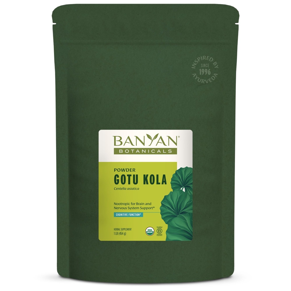 Banyan Botanicals Gotu Kola Σκόνη – Organic Brahmi (Centella Asiatica) – Χαλαρωτικό Νοοτροπικό Βότανο για την Υποστήριξη του Νευρικού Συστήματος & Υγιές Δέρμα * – 1 lb. – Μη ΓΤΟ Βιώσιμα πηγάζει Vegan