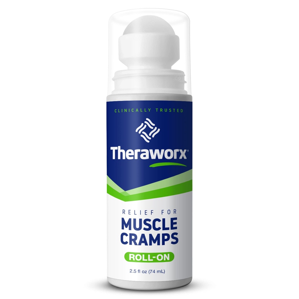 Theraworx Relief for Muscle Cramps Roll-On Fast-Active Muscle Spasm, Leg Soreness with Magnesium Sulfate - 2,5 oz - 1 Count