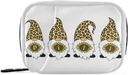 Leopard Gnomes Sunflower Pill Box 7 Day Pill Case Travel Pill Organizer Bag with Zipper Portable Weekly Case Compact Size for Vitamin Supplement Holder