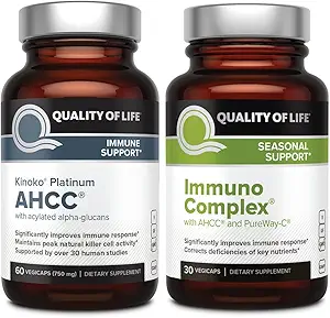Ποιότητα ζωής AHCC Kinoko Platinum Mushroom Extract και Immuno Complex που διαθέτει βιταμίνη C - Ultimate Immune Support Bundle