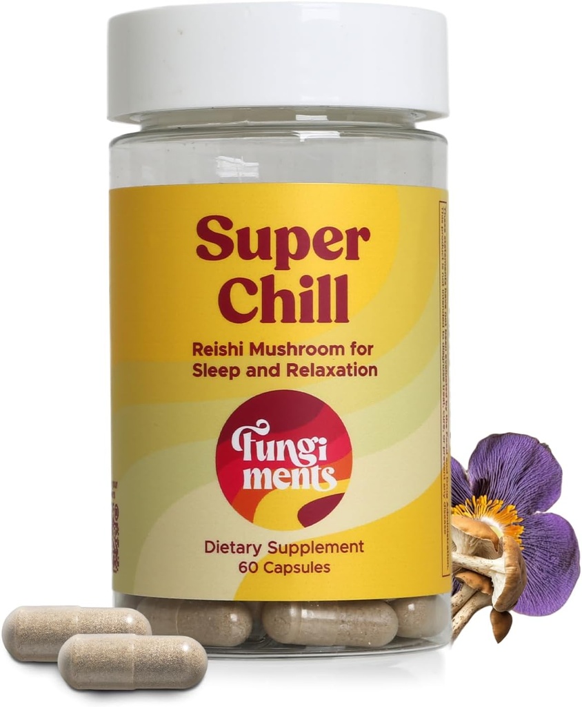 Μανιτάρια Super Chill - συμπλήρωμα μανιταριών - Reishi Mushroom, Ashwagandha, Cortizol, L-Θεανίνη, λουλούδι πάθος - λιγότερο άγχος και καλύτερο ύπνο (60 κάψουλες)