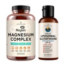 AMANDEAN Premium Liposomal Glutathionone & Magnesium Complex Bundle. Αντιοξειδωτικό. Υγρό Σέτρια. Υψηλής απορρόφησης Θρεονικό μαγνήσιο, Γλυκινικό & Μηλικό. Υγεία εγκεφάλου & ήπατος. Μνήμη, Εστίαση & Ύπνος