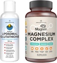 AMANDEAN Premium Liposomal Glutathionone & Magnesium Complex Bundle. Αντιοξειδωτικό. Υγρό Σέτρια. Υψηλής απορρόφησης Θρεονικό μαγνήσιο, Γλυκινικό & Μηλικό. Υγεία εγκεφάλου & ήπατος. Μνήμη, Εστίαση & Ύπνος