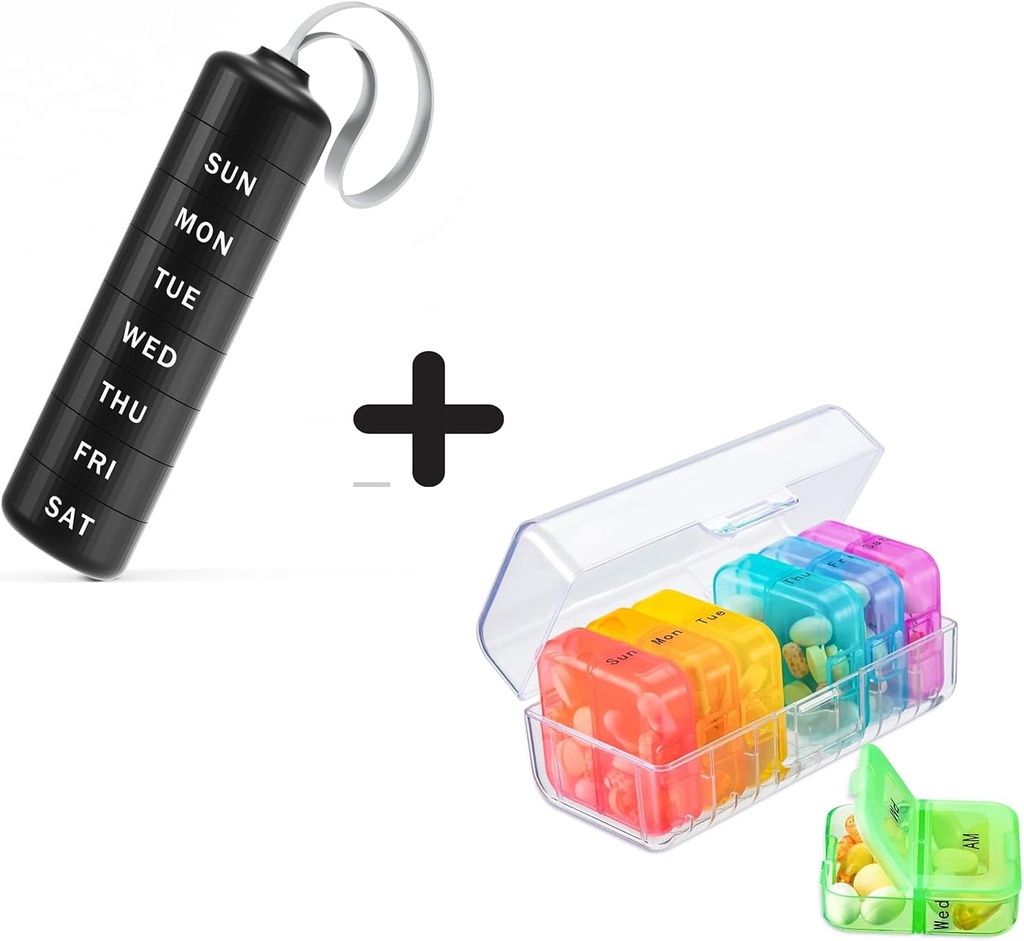Zoksi Travel Pill Organizer, Καθημερινός Διαχειριστής Συμπληρωμάτων, Φορητή περίπτωση βιταμίνης με 7 Αποσπώμενο Μεγάλο Διαμέρισμα, Εβδομαδιαία Κουτί Χάπια 7 Ημέρα για Έξω, Γραφείο, Σπίτι (Μαύρο)