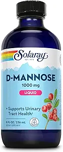 SOLARAY D- Mannose 1000 mg Υγρή Φόρμουλα με CranActin Cranberry Extract - D Mannose Cranberry συμπλήρωμα με βιταμίνη C - Υποστηρίζει ούρα Φυλλαδική Υγεία - 60-Ημέρα Εγγύηση, 16 Υπηρεσία, 8 FL OZ