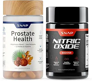 Snap Συμπληρώματα Prostate Health & Nitric Oxide Supplement Bundle for Men, 90 + 60 Χορτοφαγικές Κάψουλες (1 Μήνας Προμήθεια)
