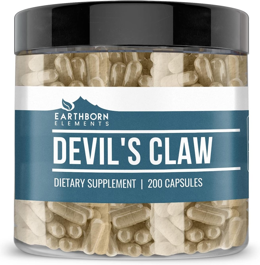 Earthborn Elements Devil’s Claw Extract 200 κάψουλες, καθαρό & μη αραιωμένο, χωρίς πρόσθετα