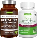 Ultra Pure EPA + Pure Folate 400mcg Bundle, 500 mg Omega-3 EPA Wild Fish Oil + Βελτιστοποιημένο L-Methylfolate, από την Igenus