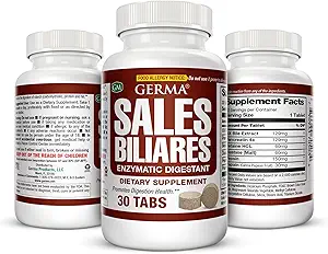 Germa Bile Salts Natural Dietary Supplement, for Liver Support / Sales Biliares Suplemento Dietetico Natural, Ayuda Higado 30 Tabs