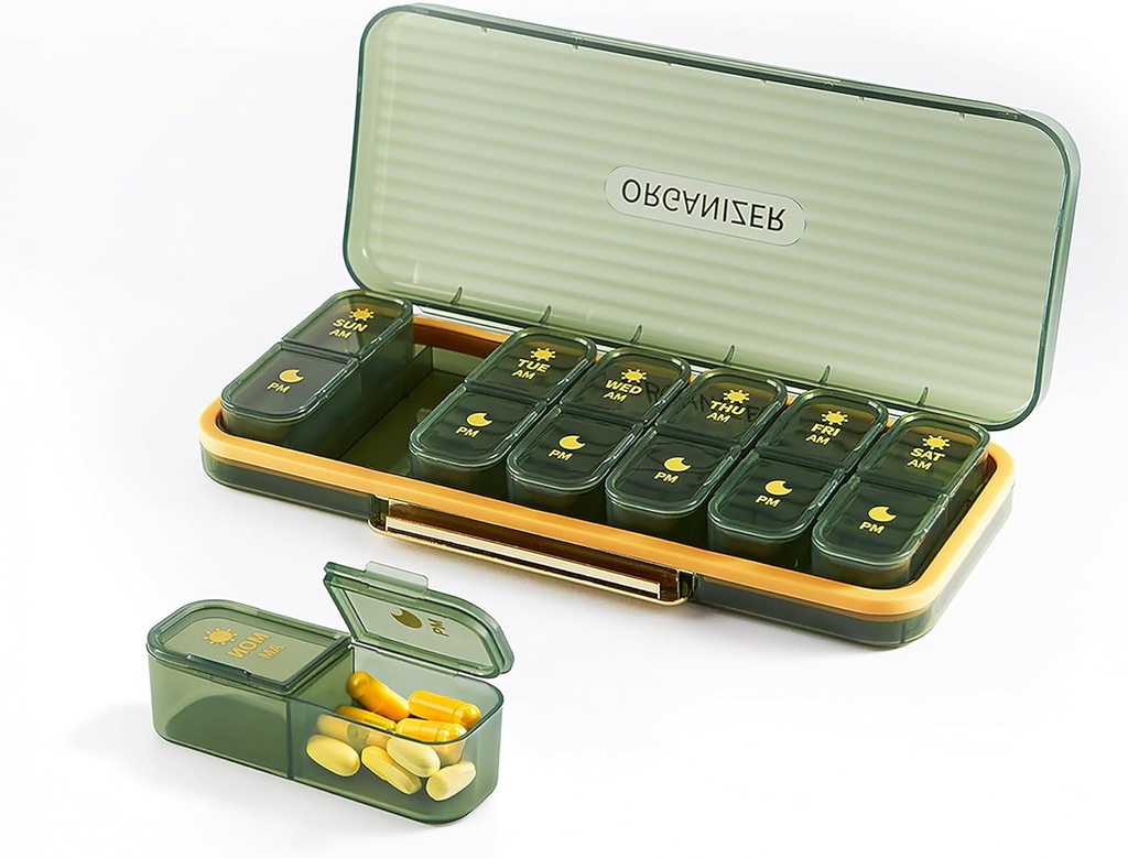 Bexeen Weekly Medicine Organizer Pill Box Am Pm Pill Organizer 7 Day Pill Case 2 φορές την ημέρα Daily Pill Container Vitamin Organizer Travel Large Pill Holder για συμπλήρωμα χαριτωμένο φαρμακευτική αποθήκευση