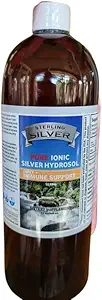 Sterling Silver Pure Ionic Colloidal Silver Hydrosol Liquid 10PPM - 32 Oz - Immune Support Supplement - Nano Silver Minerals Water Solution for Adults, Kids, Pets, Dogs, Cats - Odorless & Tasteless