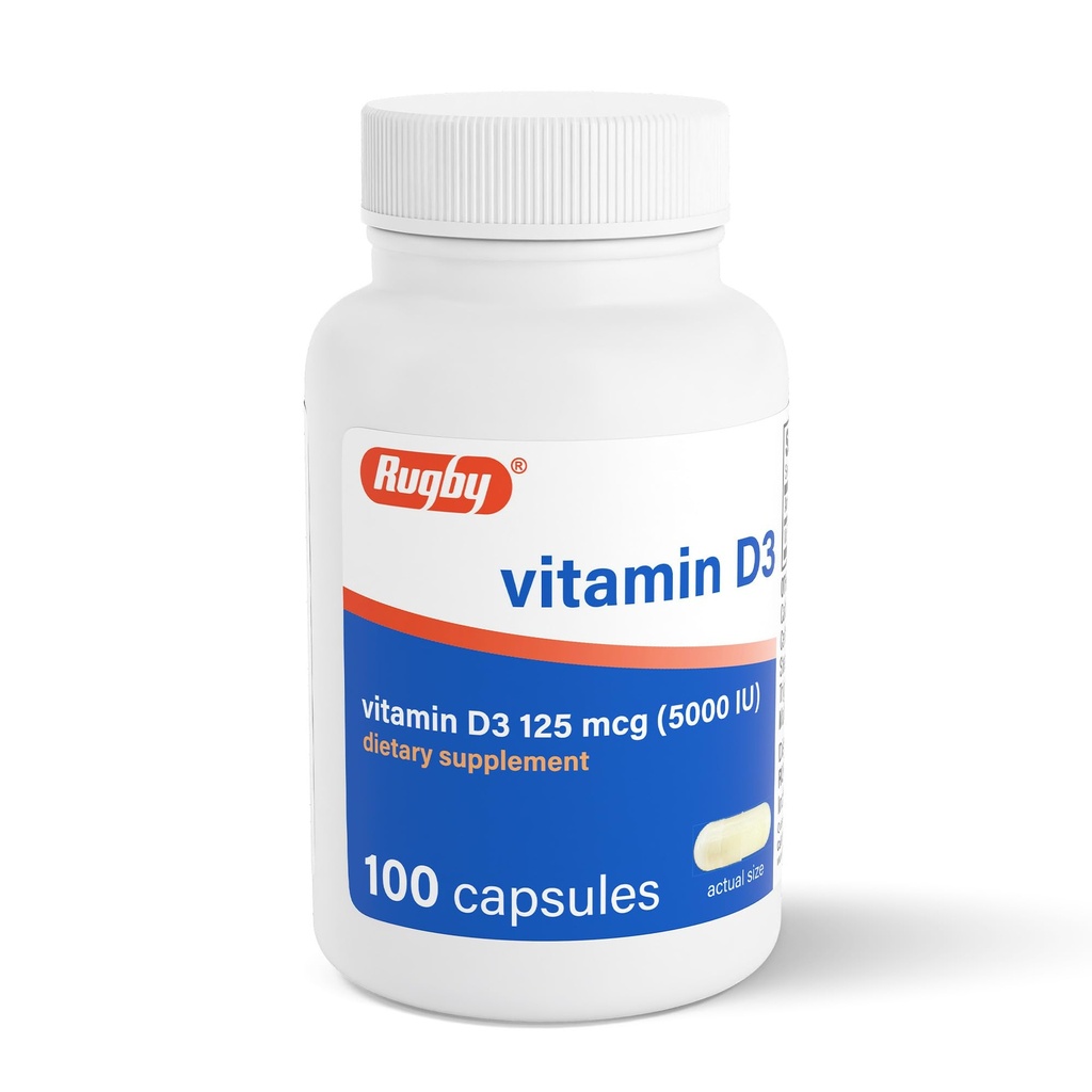 Ράγκμπι Βιταμίνη D3 5.000 IU (125 mcg) - Βιταμίνη D Συμπλήρωμα διατροφής για τα οστά, τα δόντια, και την ανοσοποιητική υγεία, 100 κάψουλες