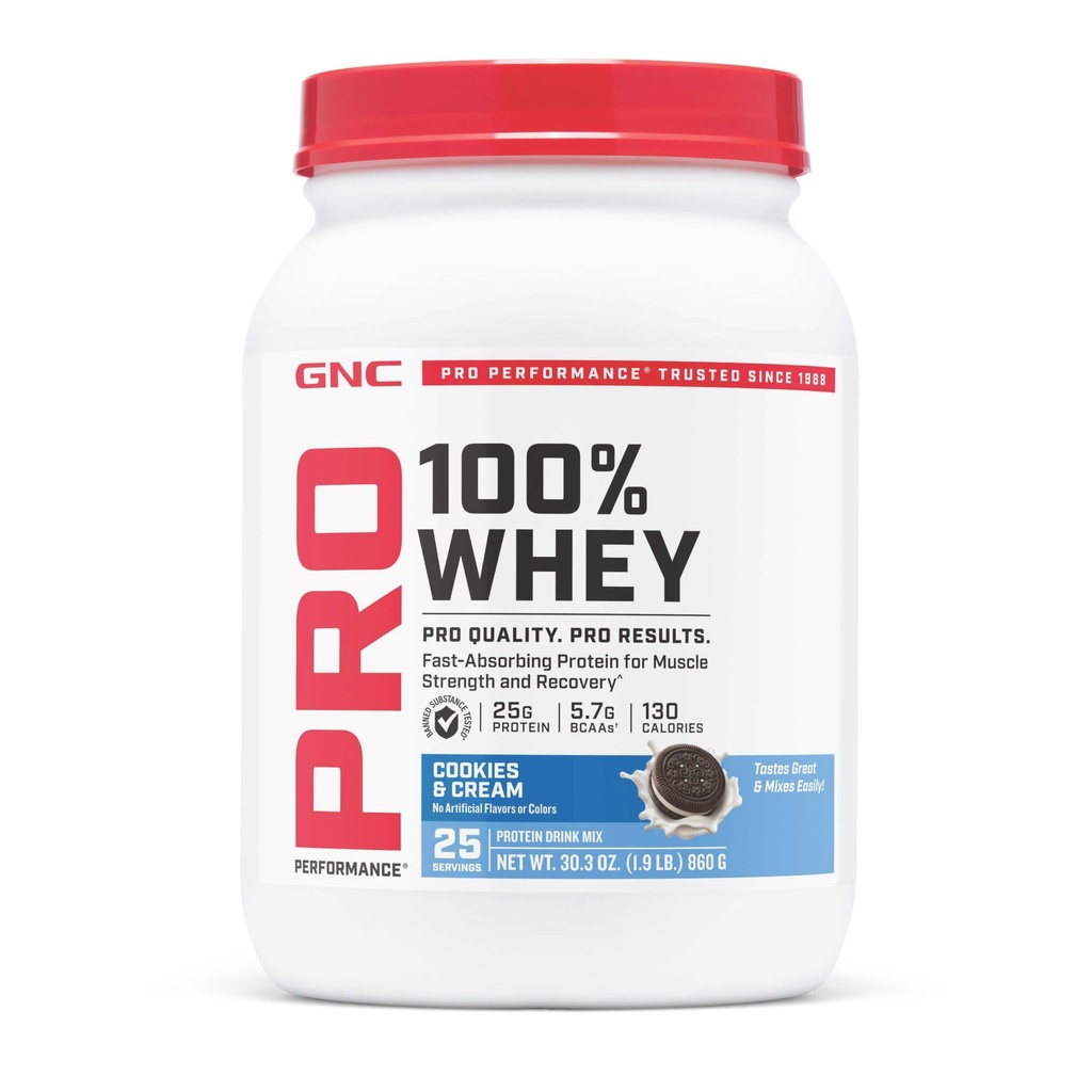 GNC Pro Performance 100% Whey 2.0 - Cookies & Cream (25 Servings)