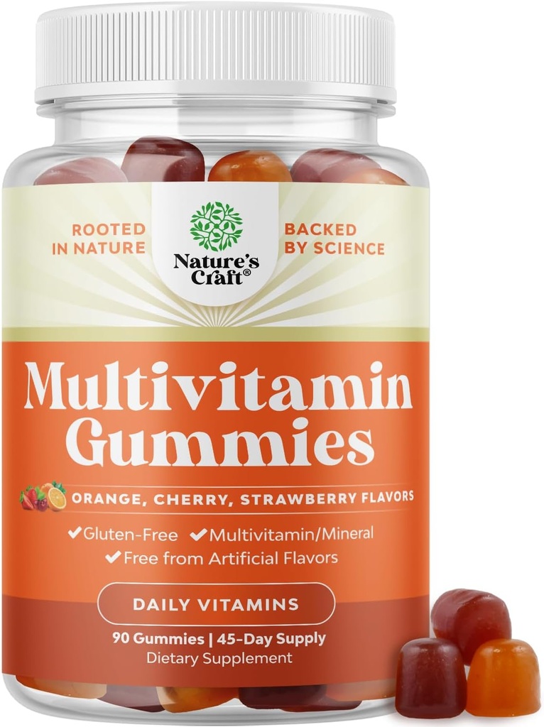 Πολυβιταμίνη Gummies για ενήλικες - Χαλάλη Πολυβιταμίνη Gummy με B12 Βιοτίνη - Ζελατίνη-ελεύθερος Gummy Πολυβιταμίνες για άνδρες & γυναίκες - Βιταμίνη Gummies με ψευδάργυρο & βιταμίνη D - Μη-GMO Gluten-free - 90 Count