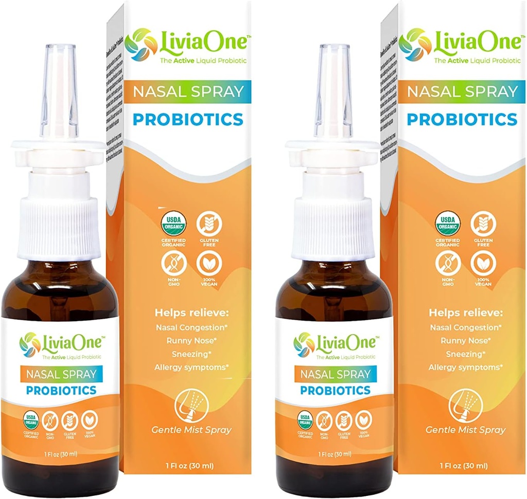 LiviaOne Nasal Spray, όλα τα φυσικά φυτά με βάση Probiotic Sinus Spray 1 Fl Oz (πακέτο του 2)