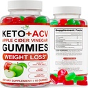 Keto ACV Gummies Advanced Weight Loss - ACV Keto Gummies for Weight Loss - Keto Gummy Supplement for Women and Men - Cleanse - Detox - Apple Cider Vinegar - Made in USA