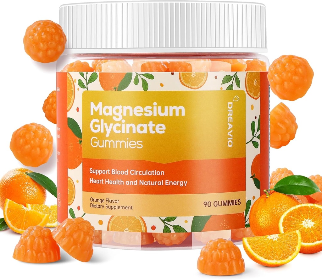 90 Count Magnesium Glycinate Gummies 400mg w/Ashwagandha Supplement - Sugar Free Zinc Magnesium Glycinate Supplement Ashwagandha Gummies for Adults Orange Flavor