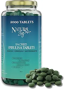 Natural Zing 100% Pure Spirulina (Raw, Organic) |1000 16oz Powder, Tablets | Vegan Protein | Phycocianin | Beta Carotene