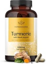 HERBAMA Curcumin Turmeric Capses - 1500mg Curcuma Longa και Black Pepper Extract για Uric Acid & Digestive Υποστήριξη - Vegan, μη GMO συμπλήρωμα αντιοξειδωτικό αντιοξειδωτικό, 250 Caps