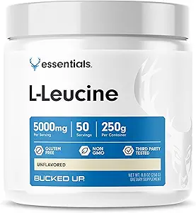 Bucked Up L-Leucine 5000mg Per Serving, Essentials (50 Servings, 250 Grams Powder)