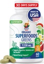 SUNNY SAM Super Food Green Συμπληρώματα για Ενήλικες - 60 Tablets - Βιολογικά Super Greens με Αληθινά Φρούτα, Λαχανικά και Βότανα για Φυσικό Πεπτικό και Ενεργειακή Υποστήριξη