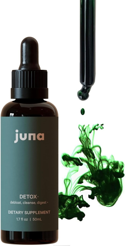 Juna Chlorophyll Liquid Drops, 3X Potency Concentration - Detox, Debloat, Cleanse, Internal Deodorant, Energy & Cellular Support Supplement - Fresh Minty Lemon Taste