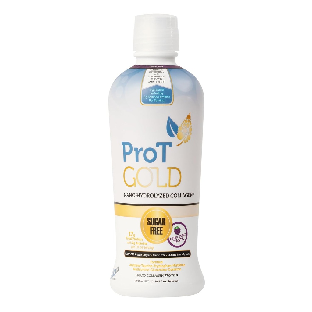 ProT Liquid Collagen Prot, 17g καθαρών πρωτεϊνών Nano-Hydrolyzed Grass Fed Collagen, 2g Arginine για υποστήριξη τραύματος, χωρίς γλουτένη, χωρίς ζάχαρη, 0g υδατάνθρακες, μη GMO, Berry, 30 fl oz μπουκάλι