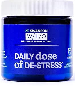 Swanson WIO Καθημερινή δόση DE-Stress Stress Support, Relaxation, Feel Calmer, Rest Better, Less Stress, Lactium Milk Protein Peptide, Adaptogen, Wellness, 30 Κάψουλες (30-Day Supply)