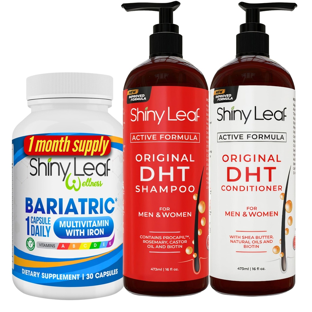 Bariatric Multivitamin with Iron and DHT Blocker Shampoo and Conditioner, Hair Loss Shampoo and Conditioner for Women and Men