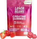 Creatine Monohydrate Gummies - 5g Creapure Creatine per Serving - Vegan - Ενίσχυση της μυϊκής δύναμης, αντοχής, αποκατάστασης & ψυχικής εστίασης - 90 Gummies, χωρίς γλουτένη (Strawberry)