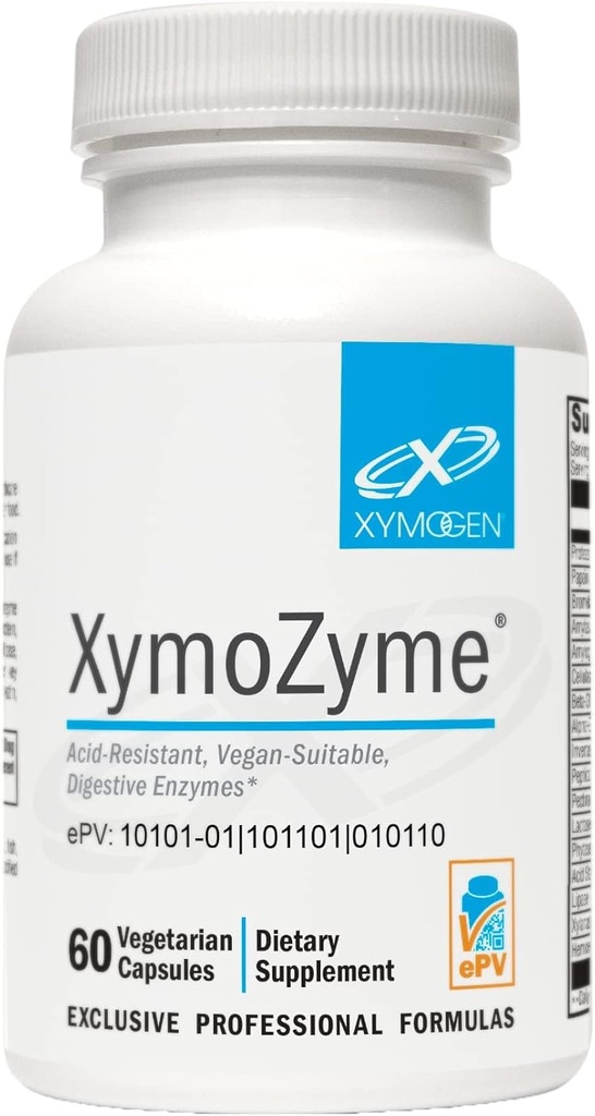 XYMOGEN XymoZyme - Digestive Enzymes for Women and Men with Protease & Bromelain - Οξέα Ανθεκτικά, Vegan Digestive Enzymes for Gut Health & Bloating Relief (60 Κάψουλες)