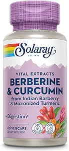 SOLARAY Berberine & Curcumin - Κουρκουμίνη Βερβερίνης συμπλήρωμα με 20% μικρονισμένη κουρκουμίνη από κουρκουμίνη ρίζας - βοτανική υποστήριξη ευεξίας - μη-GMO, Vegan, χωρίς γλουτένη, 60 ημέρες εγγύηση, 60 υπηρεσίες