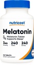 Nutricost Μελατονίνη 3mg, 240 δισκία - 3mg ανά υπηρεσία, Μη ΓΤΟ, Χωρίς γλουτένη