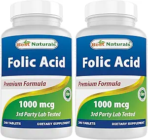 Best Naturals Folic Acid 1000 mcg (Vitamin B9), 240 Tablets (1000 mcg (Pack of 2))