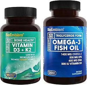 BioEmblem Βιταμίνη D3 K2 Omega-3 ιχθυέλαιο 2000mg